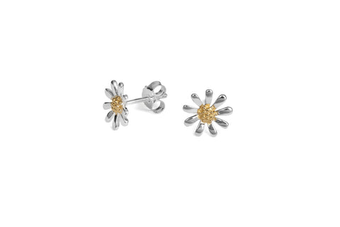 Silver Daisy Stud Earrings - 10mm