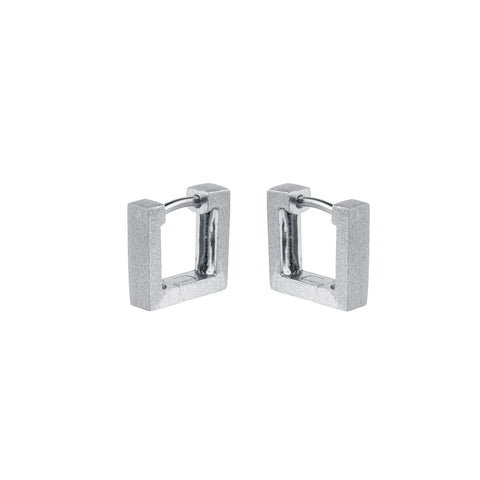 Huggie Silver Square Hoop Earrings by Christin Ranger