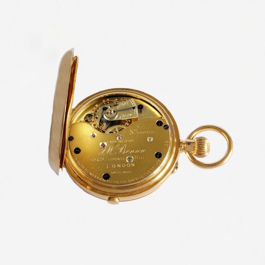 18ct Gold Half Hunter Chronograph Pocket Watch Secondhand Marston