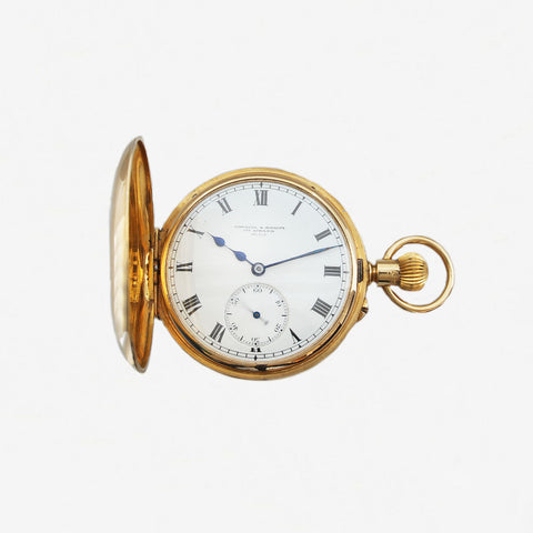 Half Hunter 18ct Gold Pocket Watch Dated 1919 - Secondhand