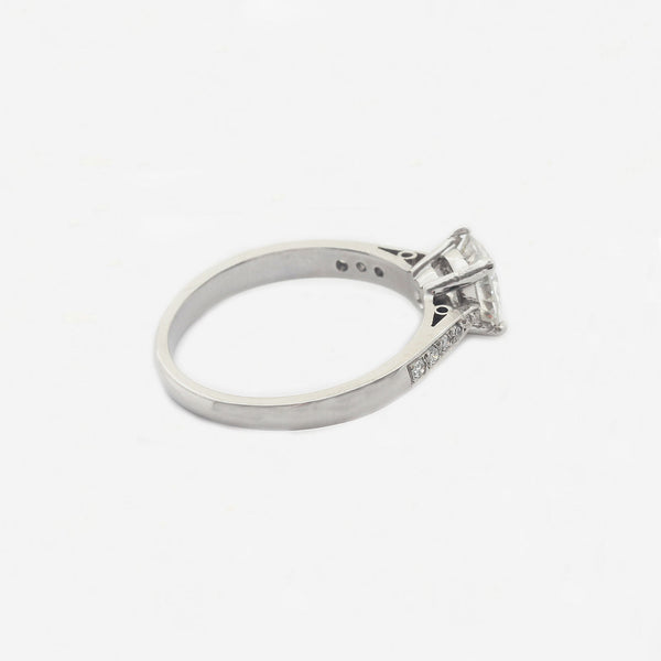 Diamond Solitaire Ring with Diamond Shoulders in Platinum - Secondhand