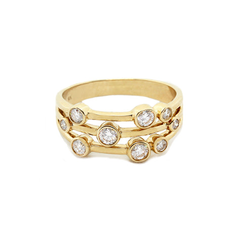 Diamond Bubbles Design Ring in 18ct Yellow Gold