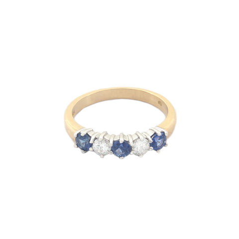 Sapphire and Diamond Set Half Eternity Ring in 18ct Gold