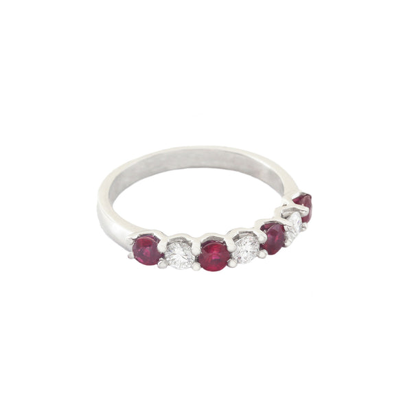 Ruby and Diamond Seven Stone Ring Set in Platinum