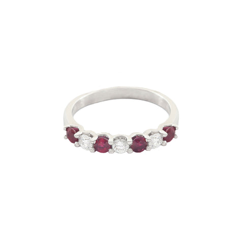 Ruby and Diamond Seven Stone Ring Set in Platinum