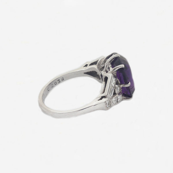 Amethyst & Diamond Ring in 18ct White Gold - Secondhand