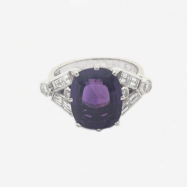 Amethyst & Diamond Ring in 18ct White Gold - Secondhand