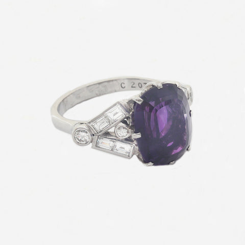 Amethyst & Diamond Ring in 18ct White Gold - Secondhand