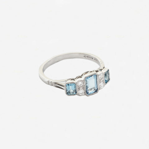 Aquamarine & Diamond Ring in Platinum - Heritage Collection