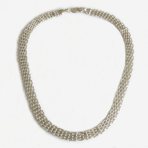 a sterling silver brick design link necklace  Edit alt text