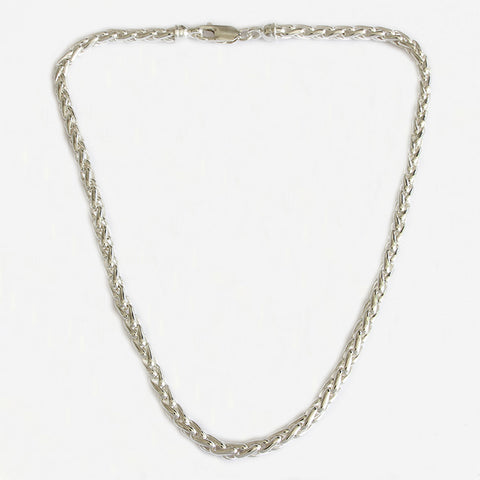 a heavy sterling silver modern twisted link necklace