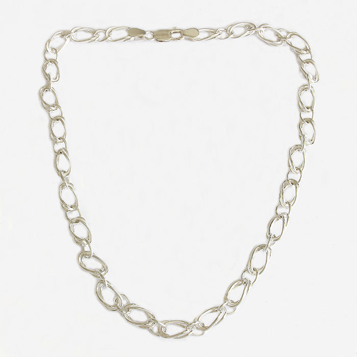 a double oval link sterling silver contemporary necklace