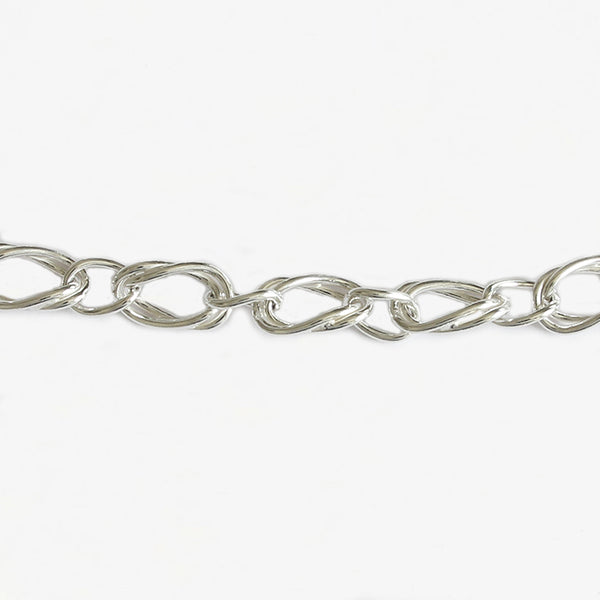a fine quality silver modern oval double link necklace
