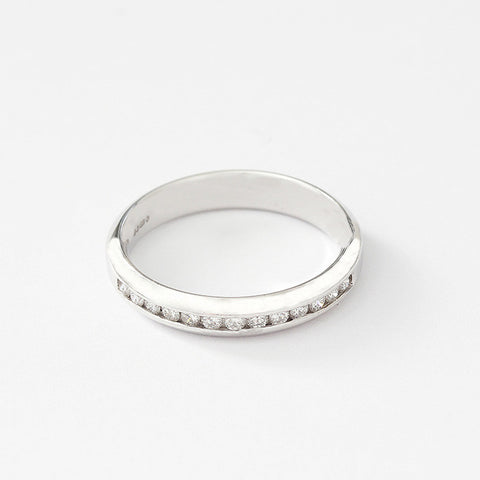 a diamond eternity ring in platinum with a channel setting
