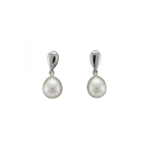 Freshwater Pearl & 9ct White Gold Drop Earrings