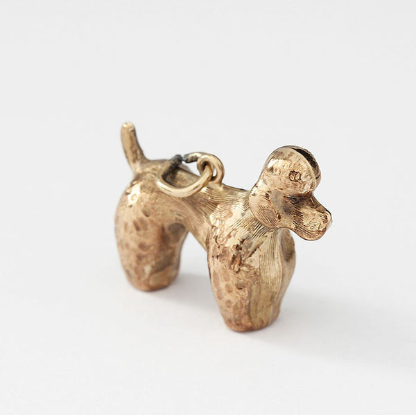 gold poodle dog charm with great detailing hollow inside