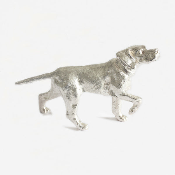 a sterling silver pointer dog figure with great detailing
