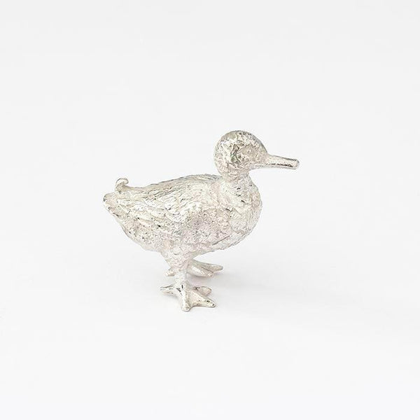 solid silver british made small walking duck figure