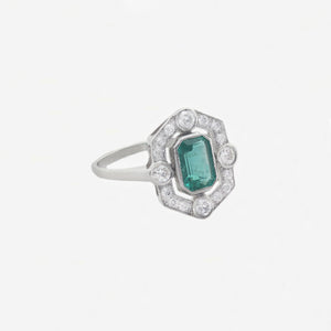Emerald and Diamond Art Deco Style Ring - Secondhand