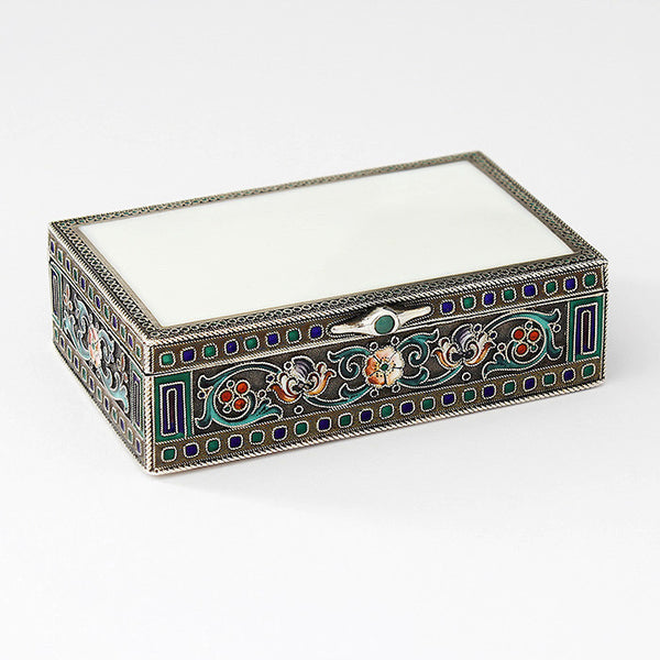 a beautiful russian enamel and silver trinket box 