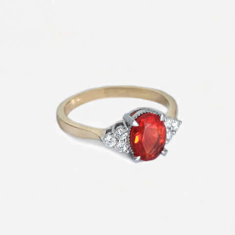 Fire Opal and Diamond Ring in 18ct Gold