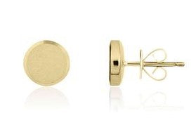 9ct Yellow Gold Flat Satin 10mm Disc Stud Earrings