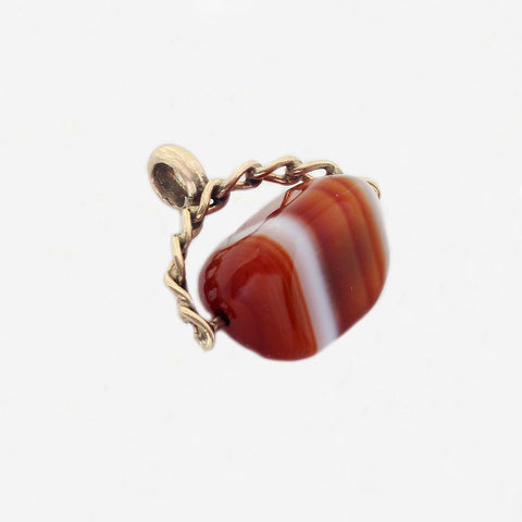 Banded Agate Fob in 9ct Gold - Secondhand