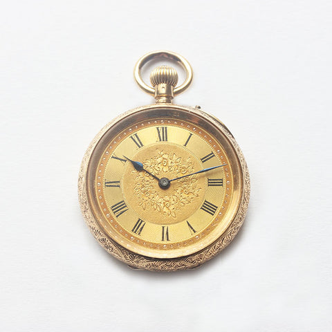 a beautiful Edwardian 18 carat gold engraved ladies pocket watch