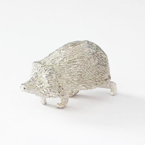 sterling silver solid running hedgehog figure with great detailing and full hallmark and british made