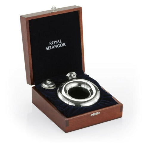 a lifesaver hip flask by Royal Selangor in pewter