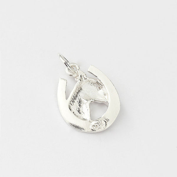 silver horse head and horse shoe charm