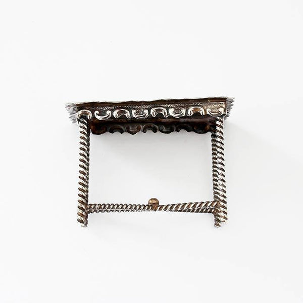 an antique miniature decorative rectangular table dolls house size in sterling silver with beaded edge legs dated 1898