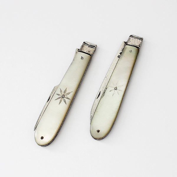 georgian silver and mother of pearl travelling knife and fork set hallmarked