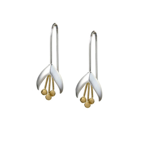 New Snowdrop Silver & Gold Plated Flower Earrings by Christin Ranger