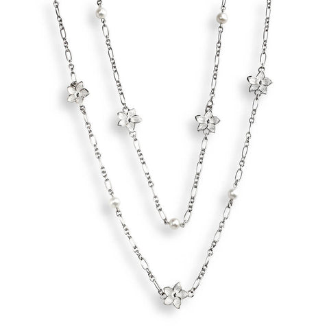 enamel pearl diamond silver stephanotis necklace by nicole barr