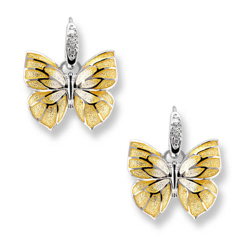 enamel white sapphire silver butterfly earrings by nicole barr