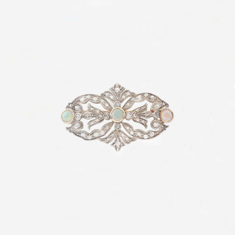 Opal, Diamond and Seed Pearl Antique Brooch - Secondhand