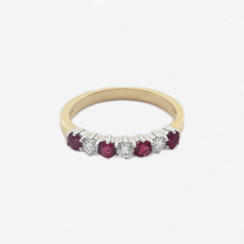 Ruby and Diamond Half Eternity Ring - Secondhand