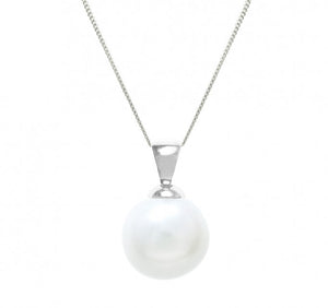 freshwater pearl 12mm with pendant and chain in white gold