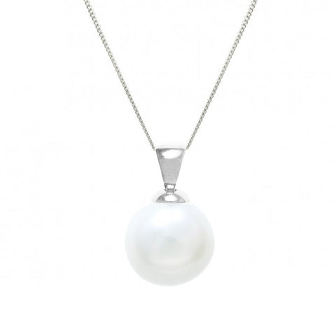 freshwater pearl 12mm with pendant and chain in white gold