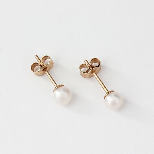 Cultured Pearl Stud Earrings (5.50mm) In 9ct Yellow Gold