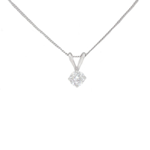 Diamond (0.51ct) Solitaire Pendant & Chain in 18ct White Gold