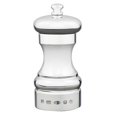 a silver capstan salt grinder with hallmark