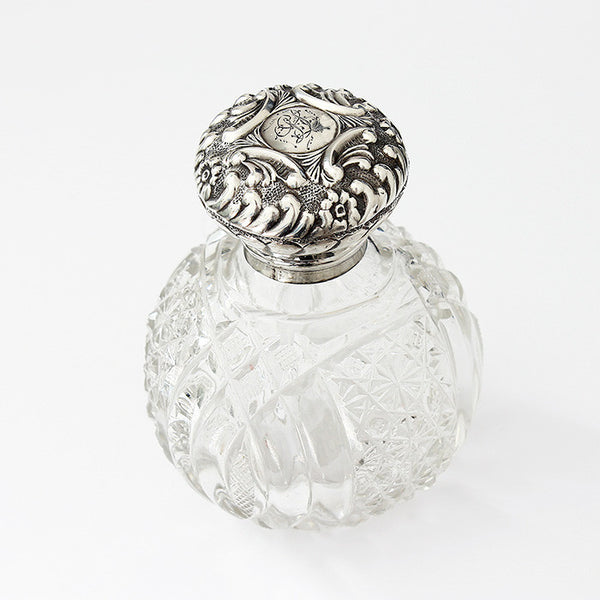 edwardian silver perfume bottle with inside stopper and full hallmark dated 1902