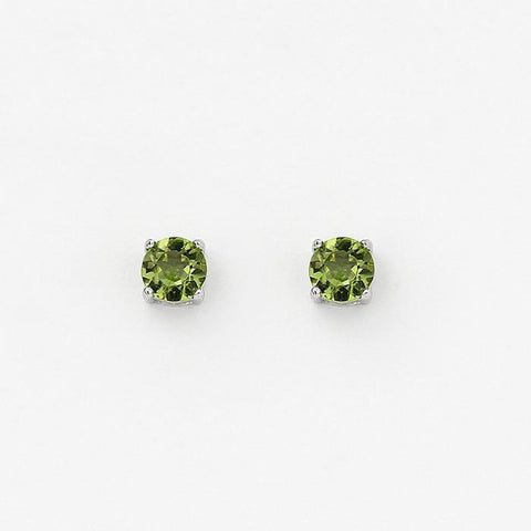 sterling silver round faceted peridot stud earrings 5mm size
