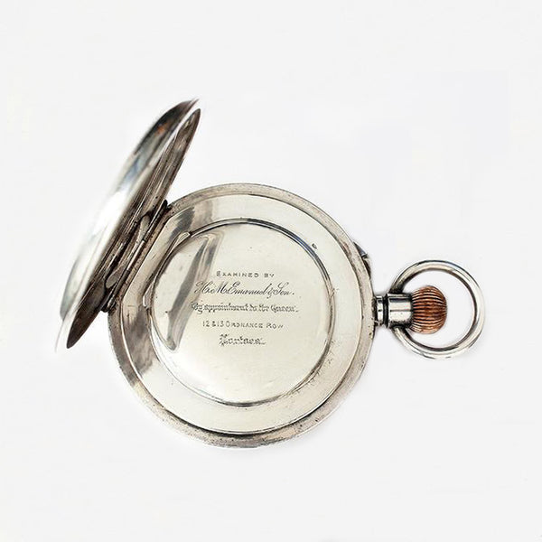 a superb vintage silver goliath pocket watch with engraving inside
