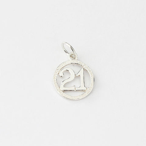 silver 21 birthday charm with round border