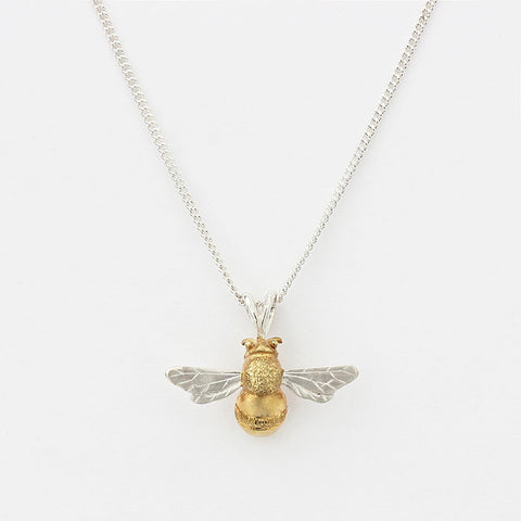 silver bee pendant 2 tone with yellow gilt silver necklace