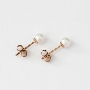 Cultured Pearl Stud Earrings (4mm) In 9ct Yellow Gold