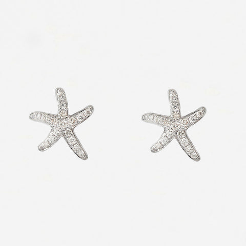 Diamond Set Starfish Earrings in 18ct Gold